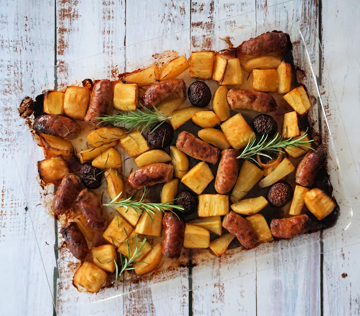 Sausage Pear And Parsnip Tray Bake Recipe Cuisine Fiend